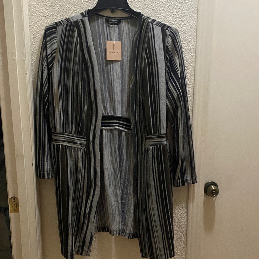 BloomChic Striped Open Cardigan